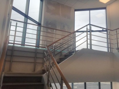 Stainless steel balustrading with timber handrail to new offices in Southampton.
