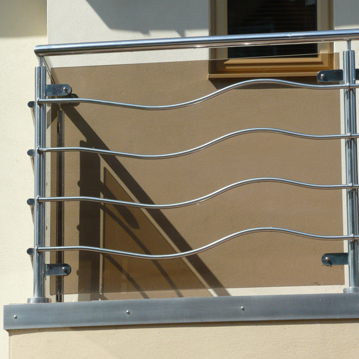 stainless steel with glass balustrading to a contemporary house in Dorset.