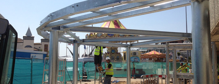 Galvanised structure for a new sea front cafe in Bournemouth