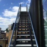 Mild Steel powder coated balustrading to roof terrace on Oxford Street, london